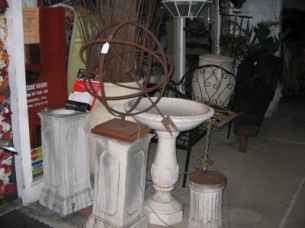 iron armillary sphere $250pedestal cement  $75 each